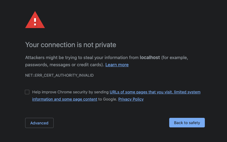 [Google Chrome Developer Ti] Prevent Warning "Your connection is not private" from appearing 5